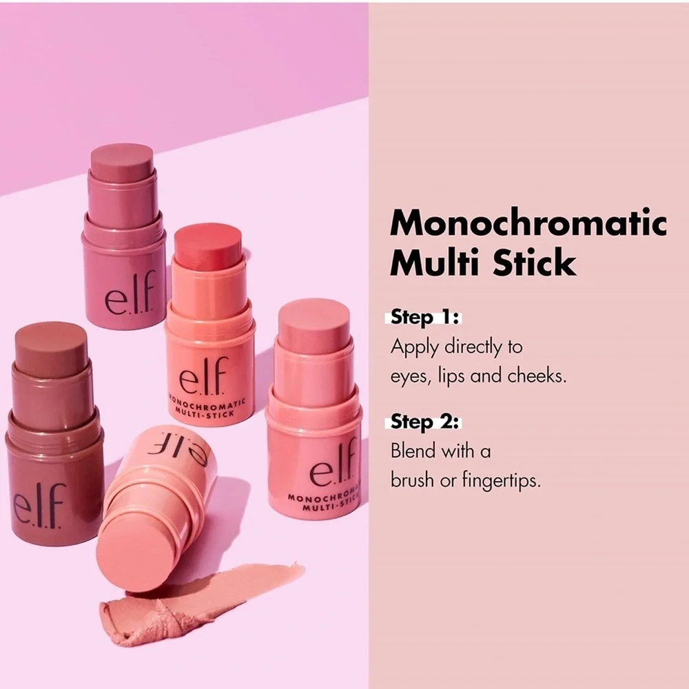 e.l.f. Monochromatic Multi Stick, For Eyes, Lips& Cheeks, Glowing Mango, 0.17 Oz